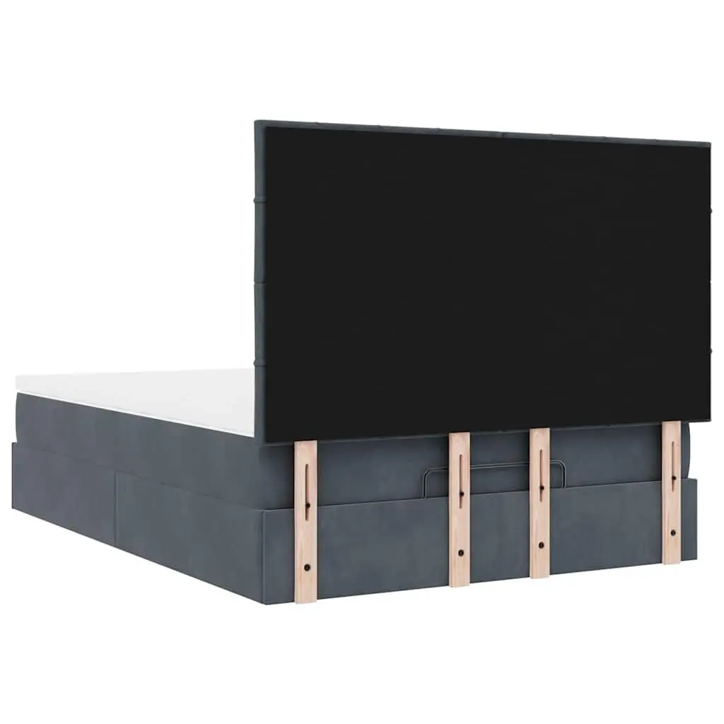 Ottoman Storage Bed Queen with Pocket Spring Mattress Grey Velvet Upholstered