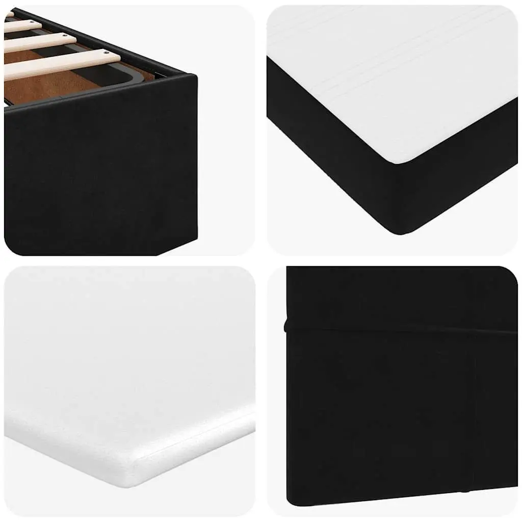 King Single Ottoman Bed Black Velvet Storage Frame with Pocket Spring Mattress
