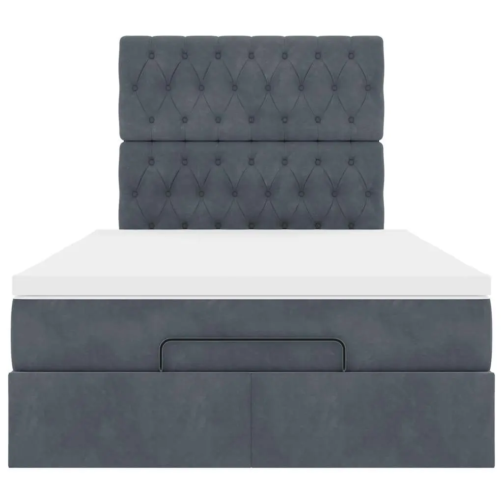 Ottoman Bed King Single Grey Velvet Storage Lift-Up Frame with Pocket Spring Mattress
