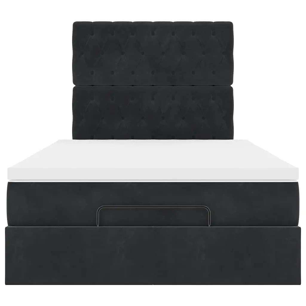 Ottoman Bed with Hydraulic Lift Storage Black Velvet King Single