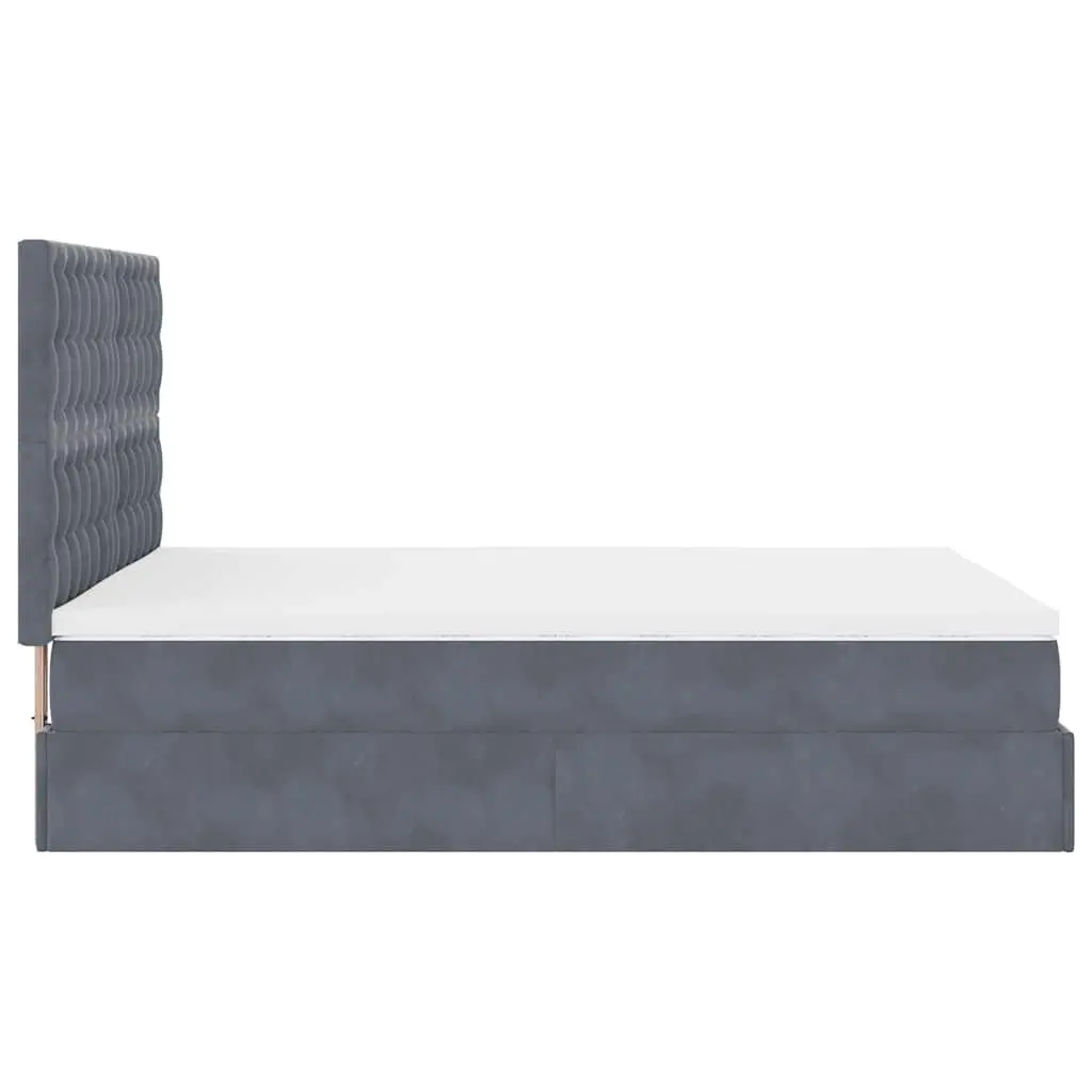 Ottoman Bed Double Grey Velvet with Hydraulic Lift Storage and Pocket Spring Mattress