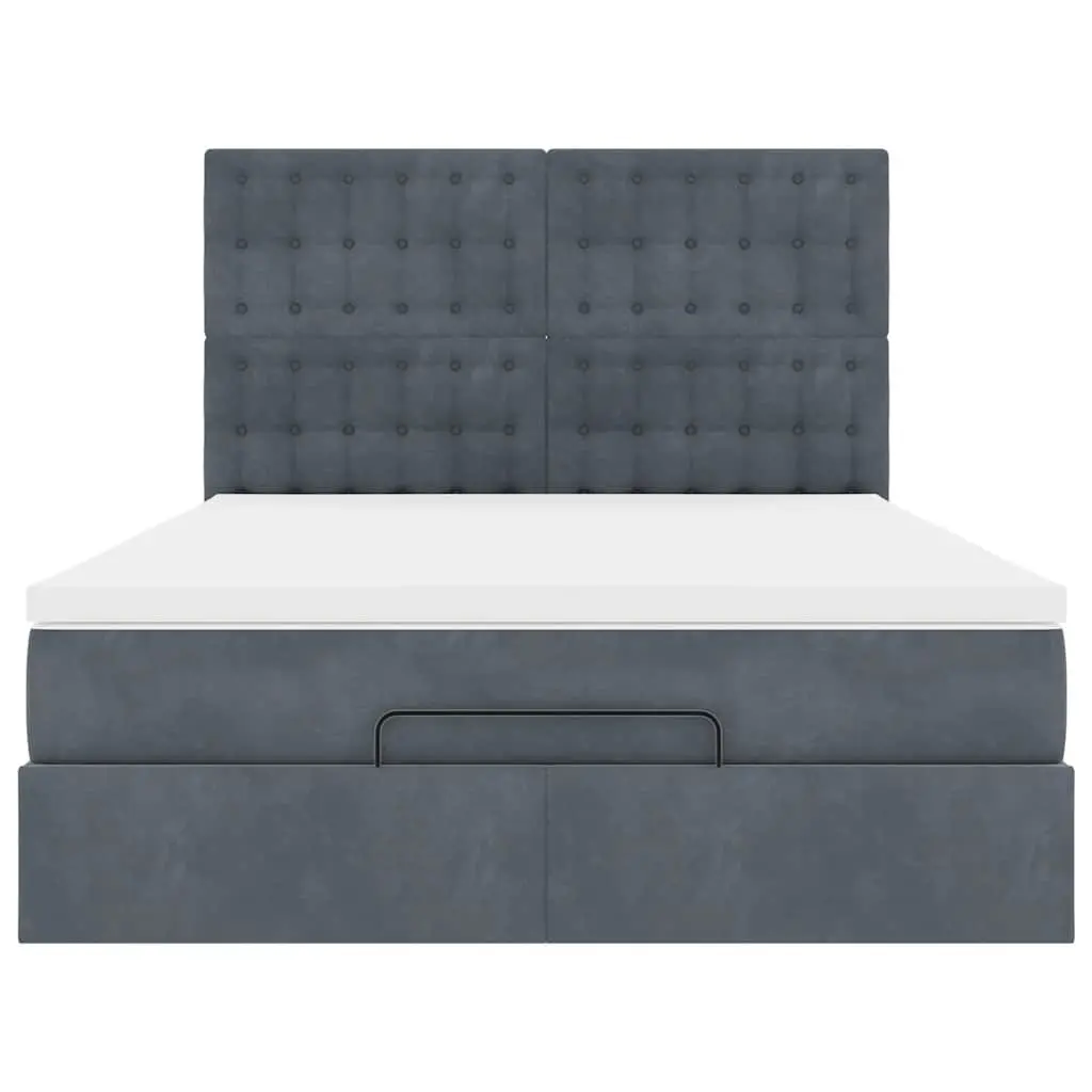 Queen Ottoman Bed with Hydraulic Lift Storage Grey Velvet Pocket Spring Mattress