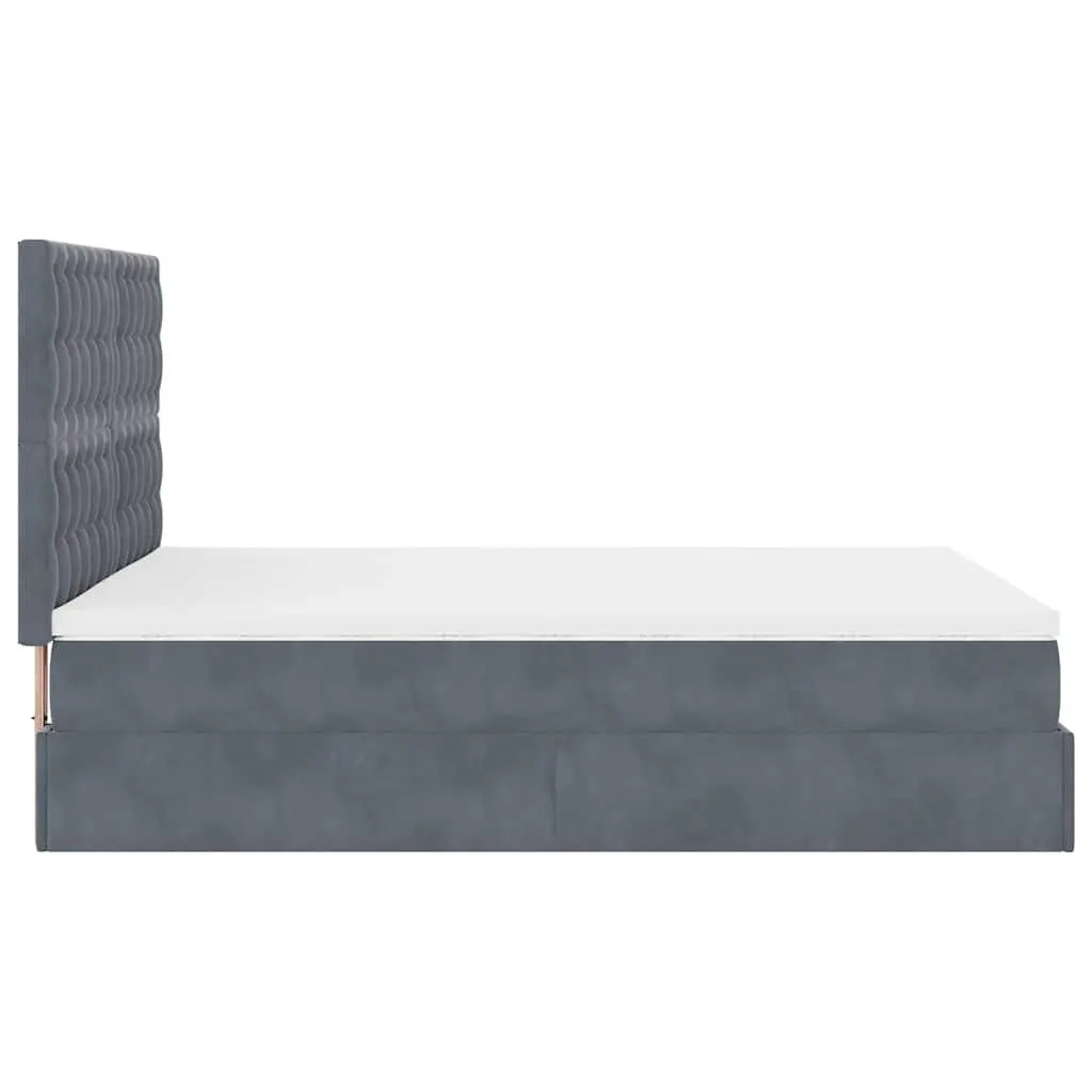 Queen Ottoman Bed with Hydraulic Lift Storage Grey Velvet Pocket Spring Mattress