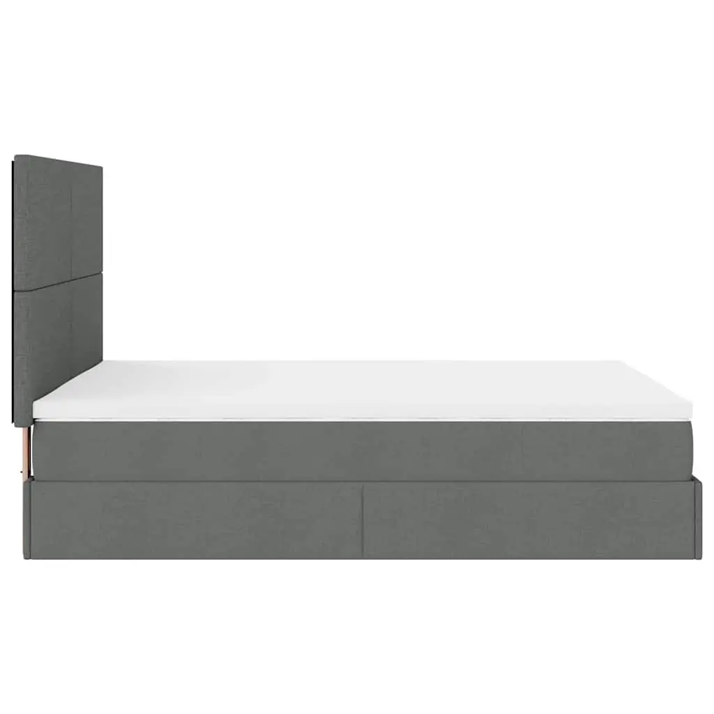 Grey Ottoman Bed with Storage, Mattress, and Lights