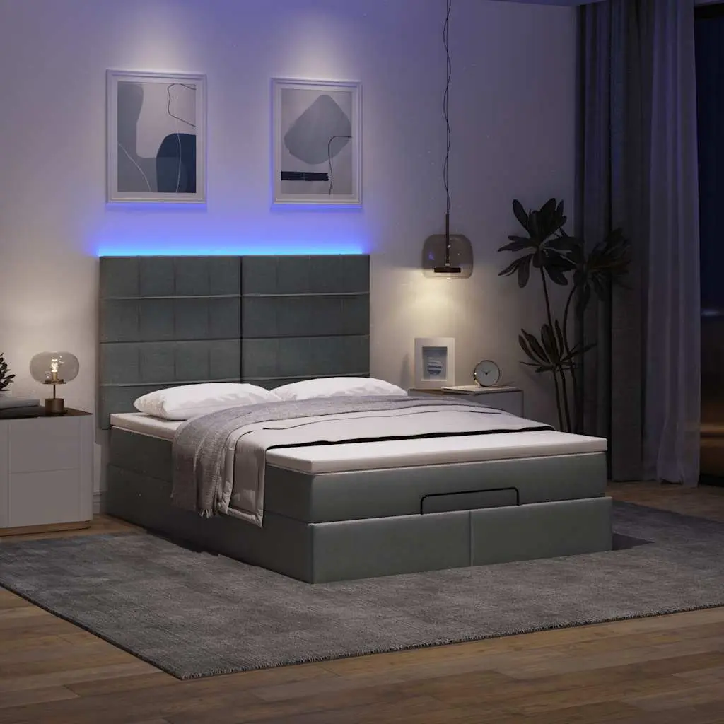 Ottoman Storage Bed with Mattress and LED Lighting