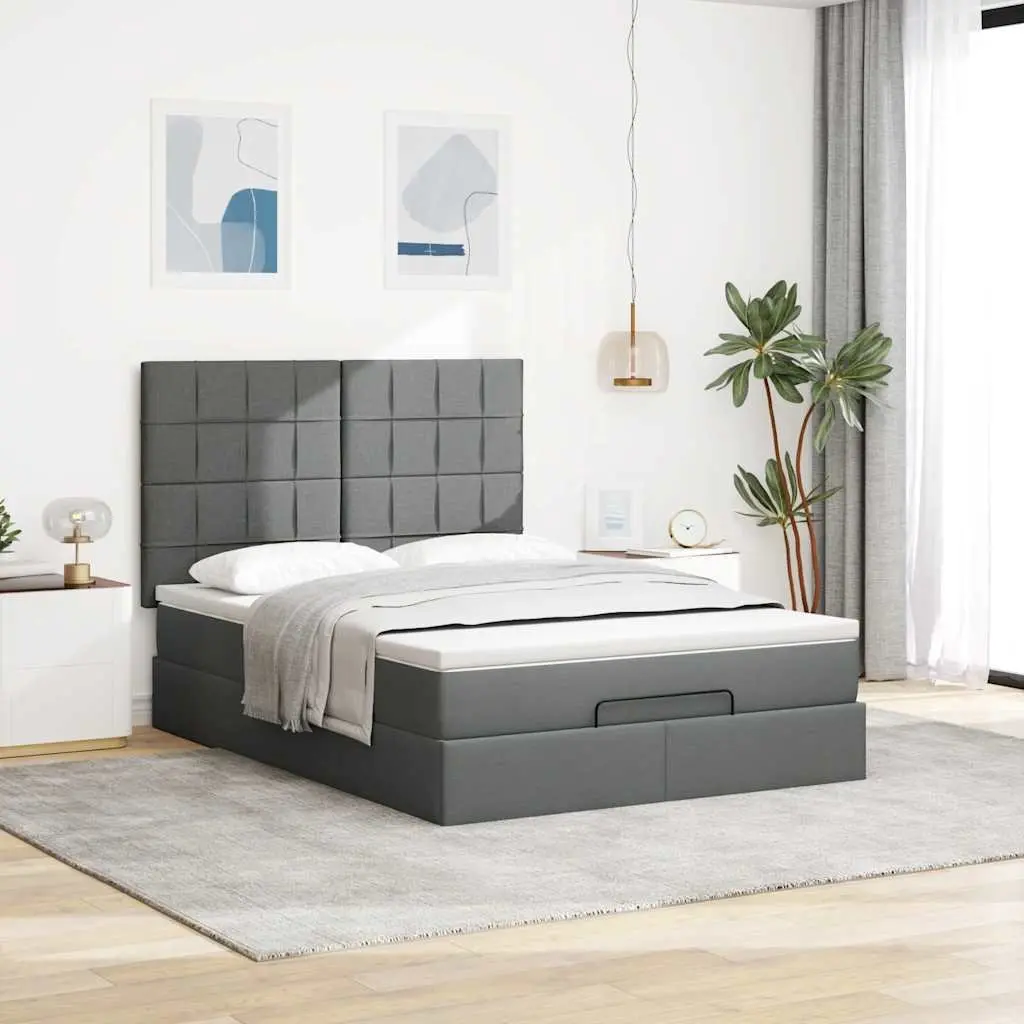 Ottoman Storage Bed with Mattress and LED Lighting