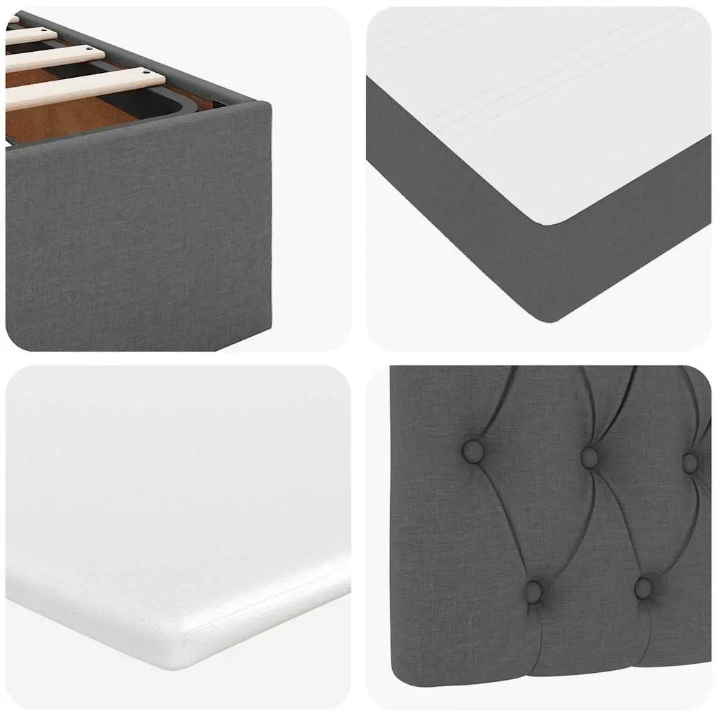 Ottoman Bed with Pocket Spring Mattress and LED Lights Queen Grey Fabric