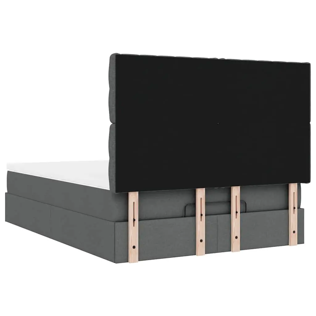 Ottoman Bed with Pocket Spring Mattress and LED Lights Queen Grey Fabric