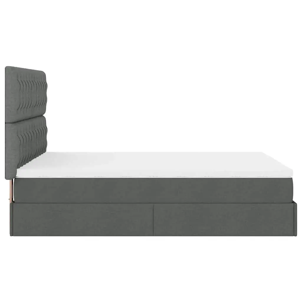 Ottoman Bed with Pocket Spring Mattress and LED Lights Queen Grey Fabric