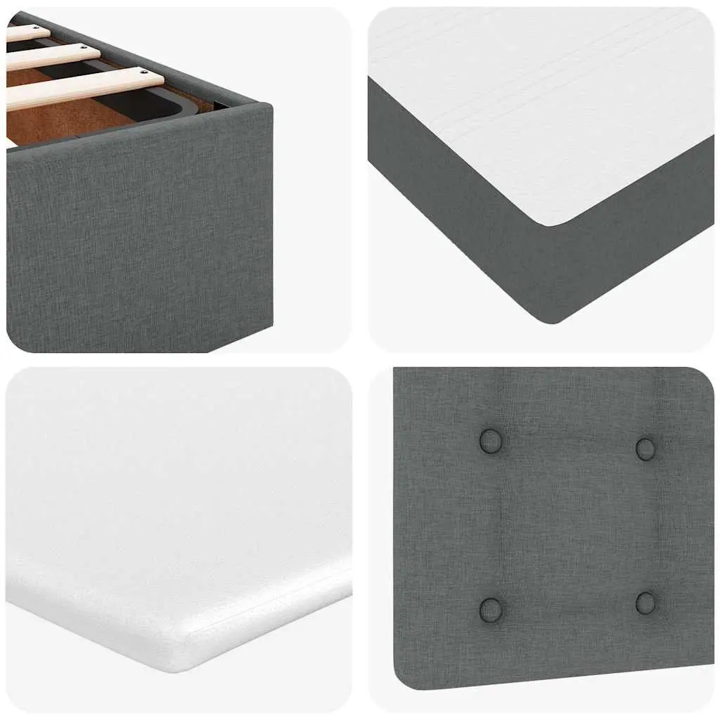 Ottoman Bed with Pocket Spring Mattress LED Lights Storage Queen Grey Fabric
