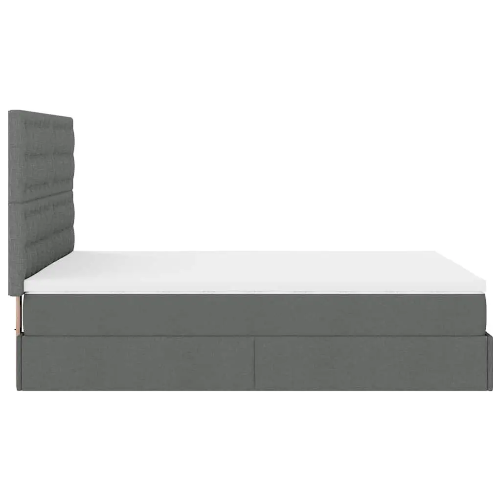 Ottoman Bed with Pocket Spring Mattress LED Lights Storage Queen Grey Fabric