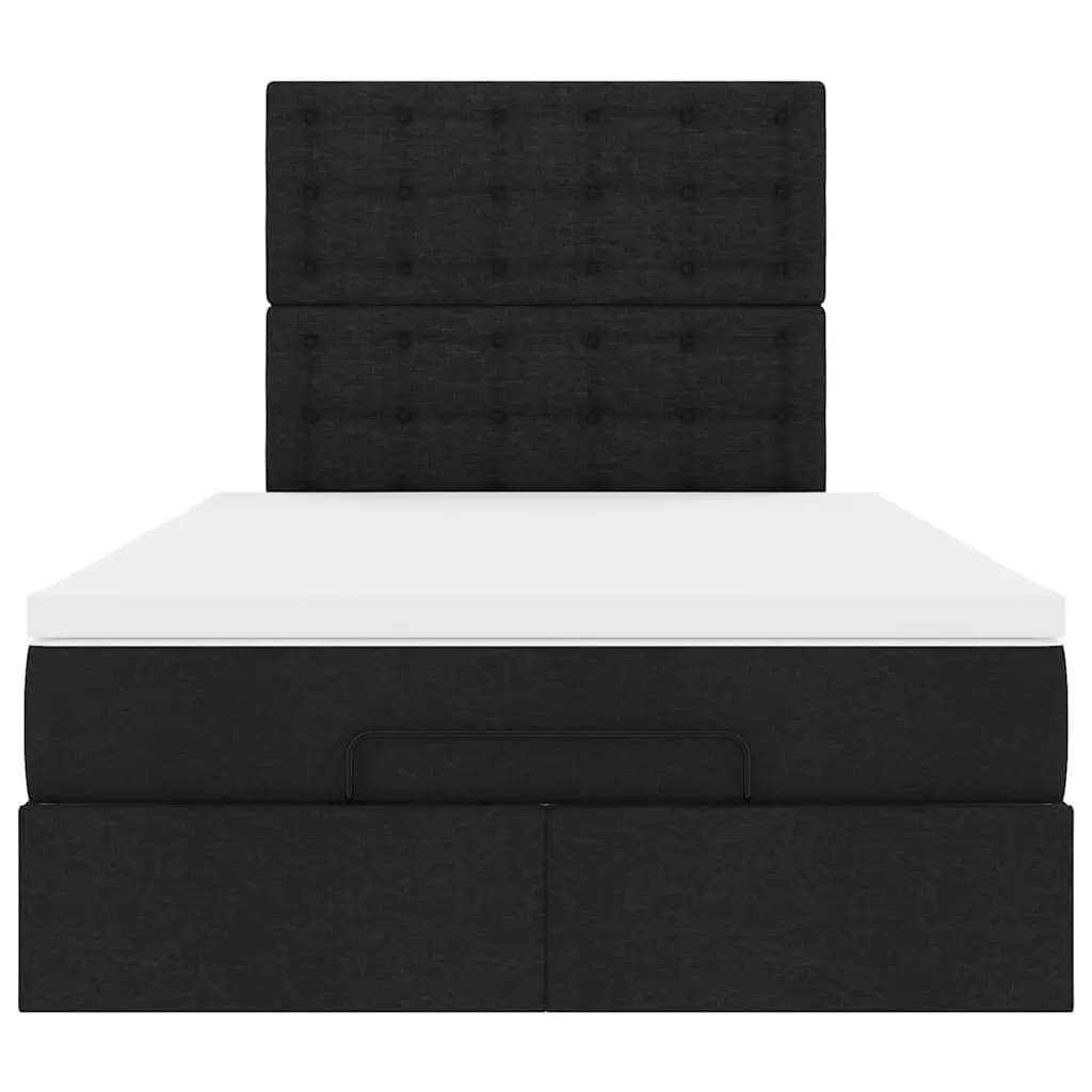 Ottoman Storage Bed King Single Black with Pocket Spring Mattress LED Lights