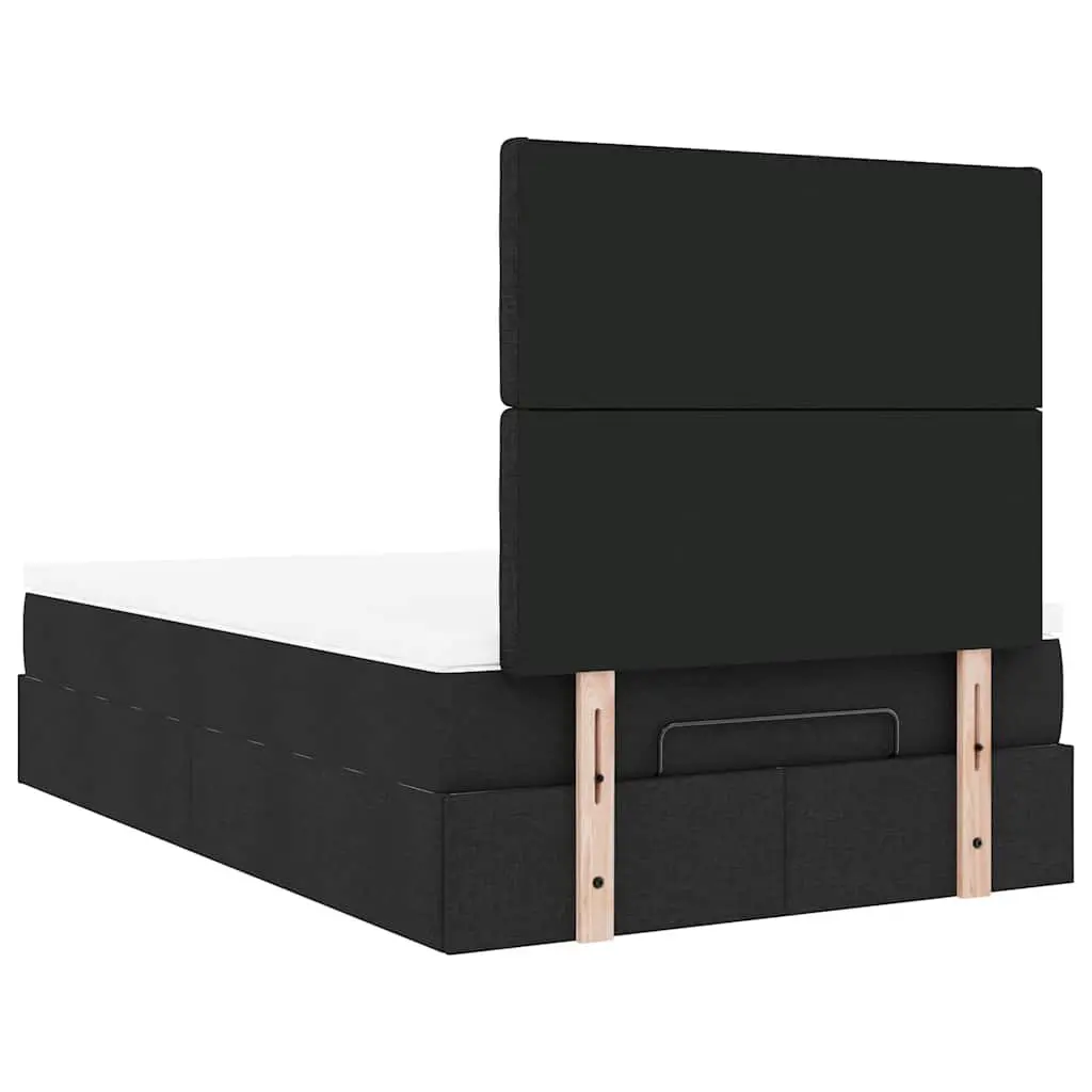 Ottoman Storage Bed King Single Black with Pocket Spring Mattress LED Lights