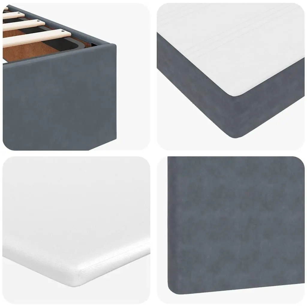Double Ottoman Bed with Pocket Spring Mattresses and LED Lights Grey Velvet