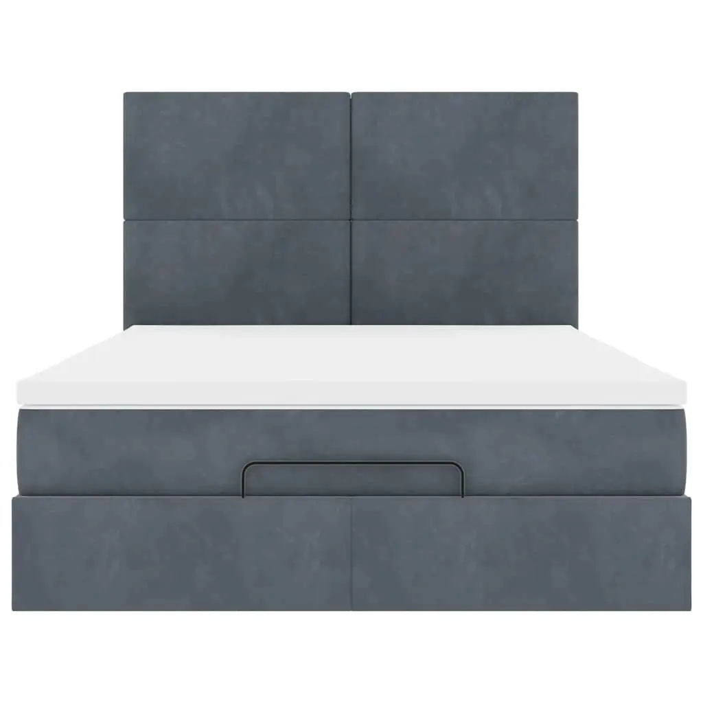 Double Ottoman Bed with Pocket Spring Mattresses and LED Lights Grey Velvet