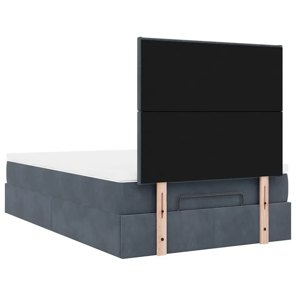 Ottoman Bed with LED Lights Velvet King Single Storage Bed Frame Grey
