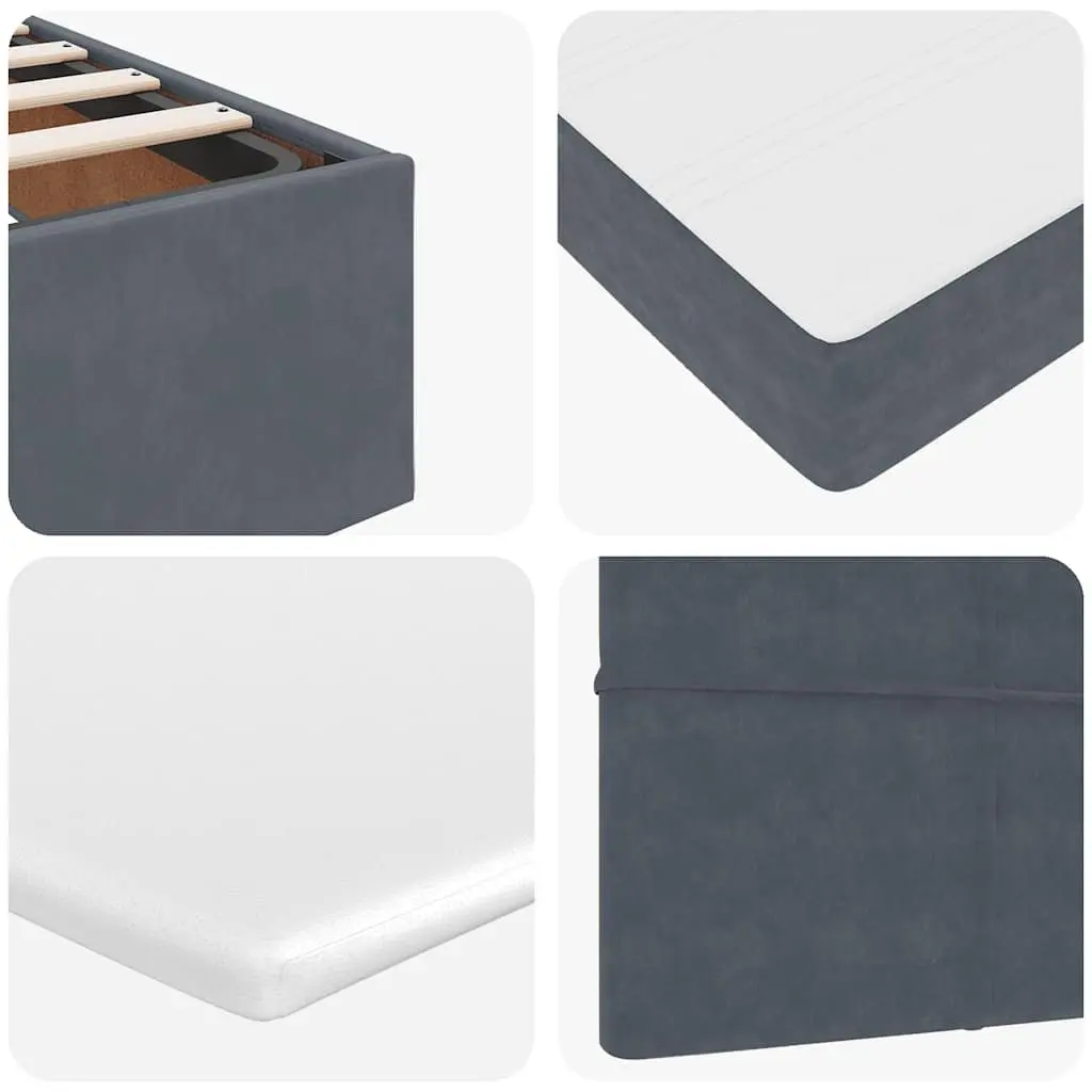 Queen Ottoman Bed with Pocket Spring Mattress Topper Grey Velvet LED Lighting