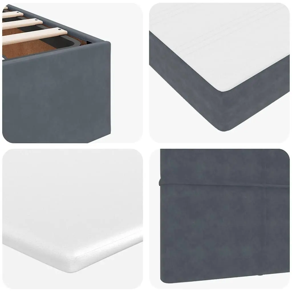 Ottoman Storage Bed King Single Grey Velvet with Pocket Spring Mattresses LED