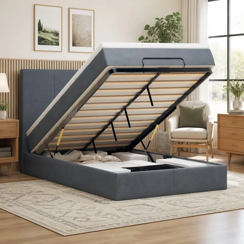King Single Ottoman Bed with Storage & LED Lights