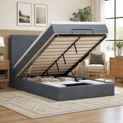 Cozy King Single Ottoman Bed with Storage & LED Lights