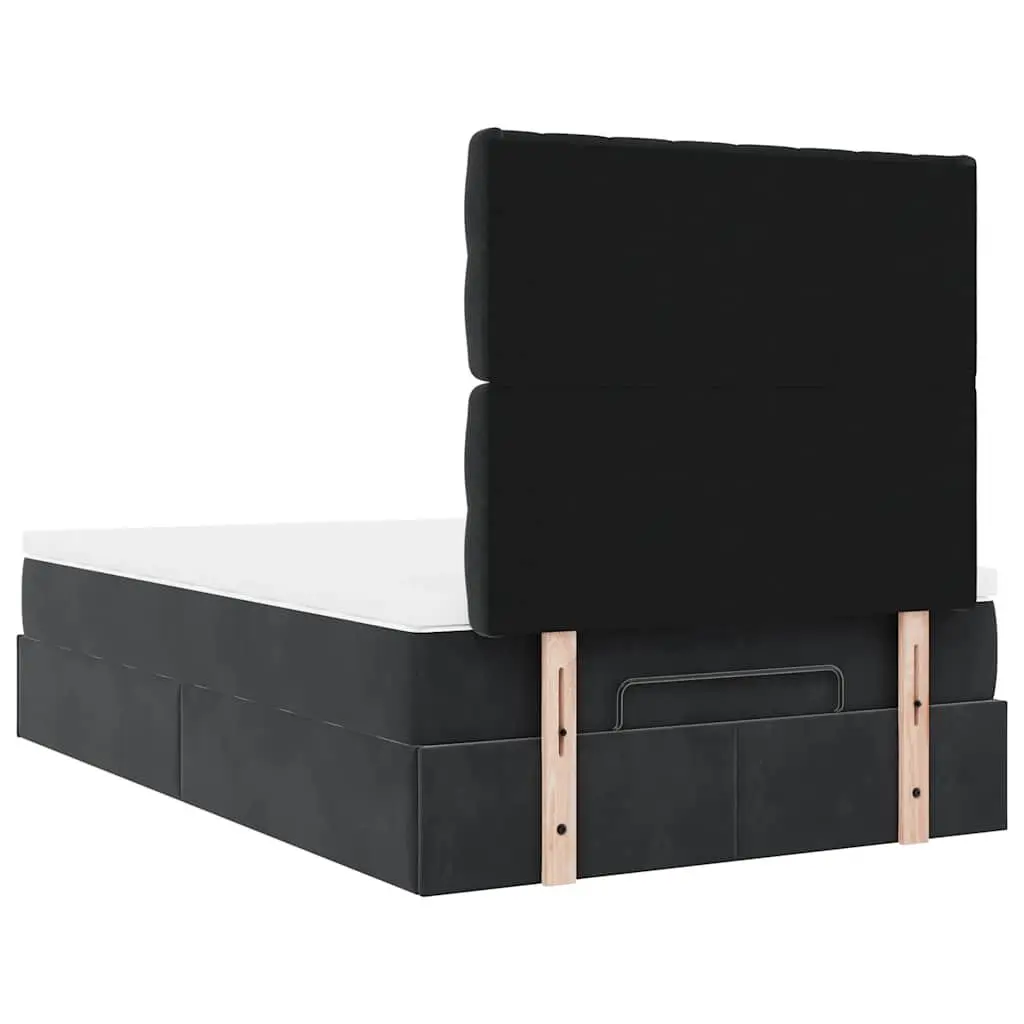 Ottoman Bed Pocket Spring Mattress LED Lights King Single Black Velvet