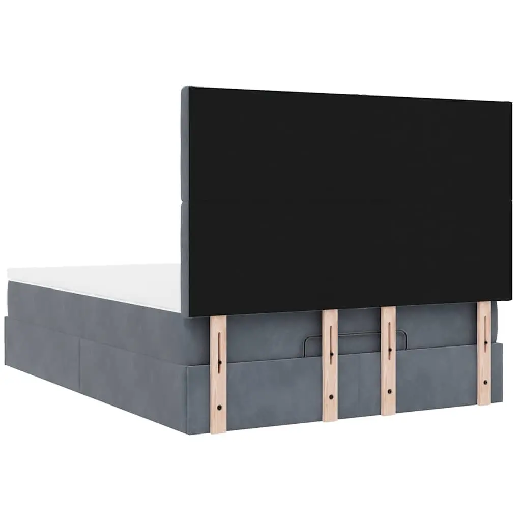 Ottoman Bed Queen with Pocket Spring Mattress Topper Hydraulic Lift Storage LED Lights Grey Velvet