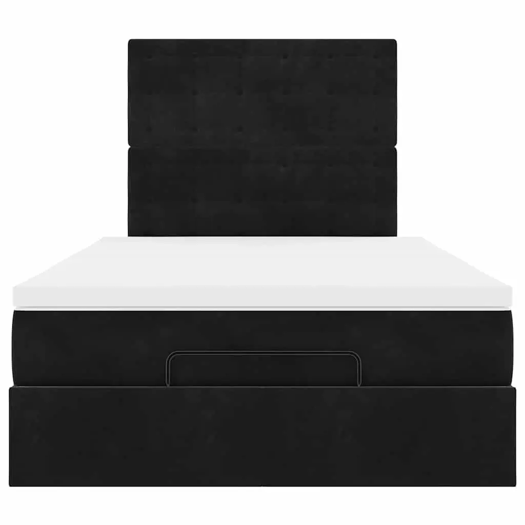 Ottoman Bed with Pocket Spring Mattress and LED Lights King Single Black Velvet