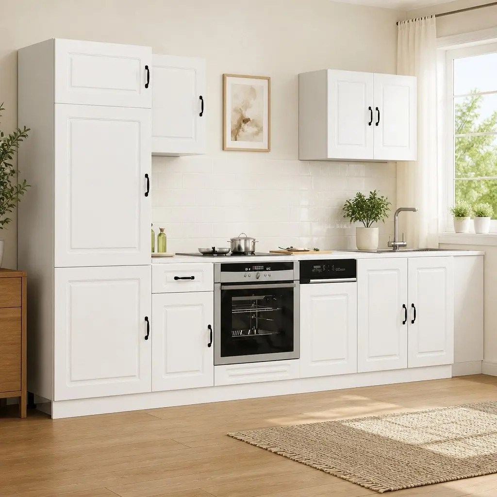 7 Piece Kitchen Cabinet Set White Engineered Wood Storage Furniture