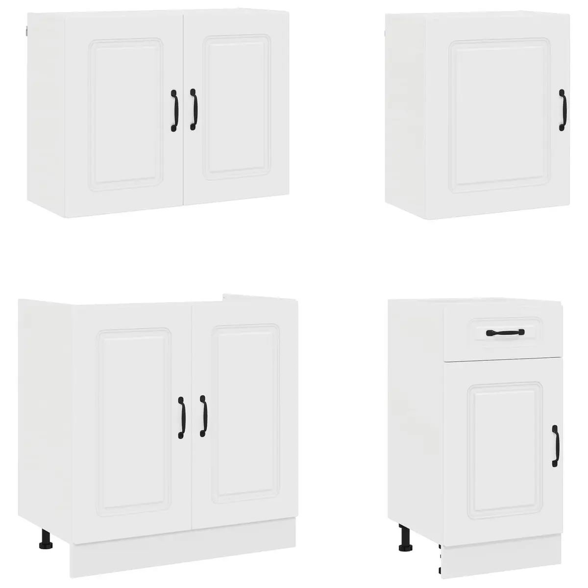 7 Piece Kitchen Cabinet Set White Engineered Wood Storage Furniture