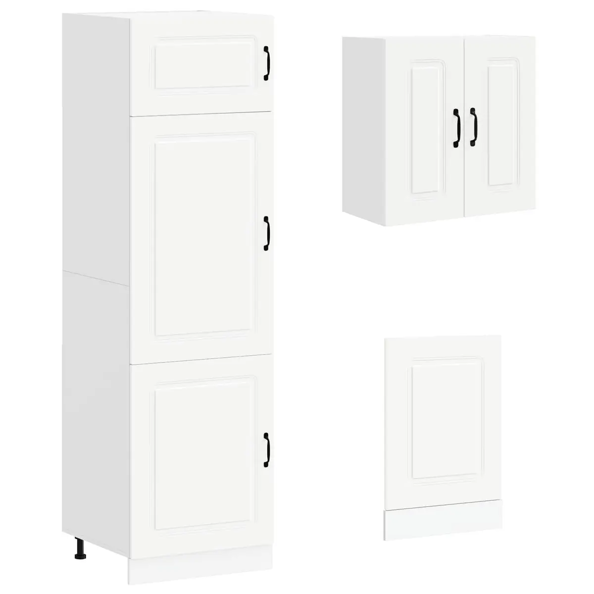 White Engineered Wood Kitchen Cabinet Set 8 Piece Storage Furniture