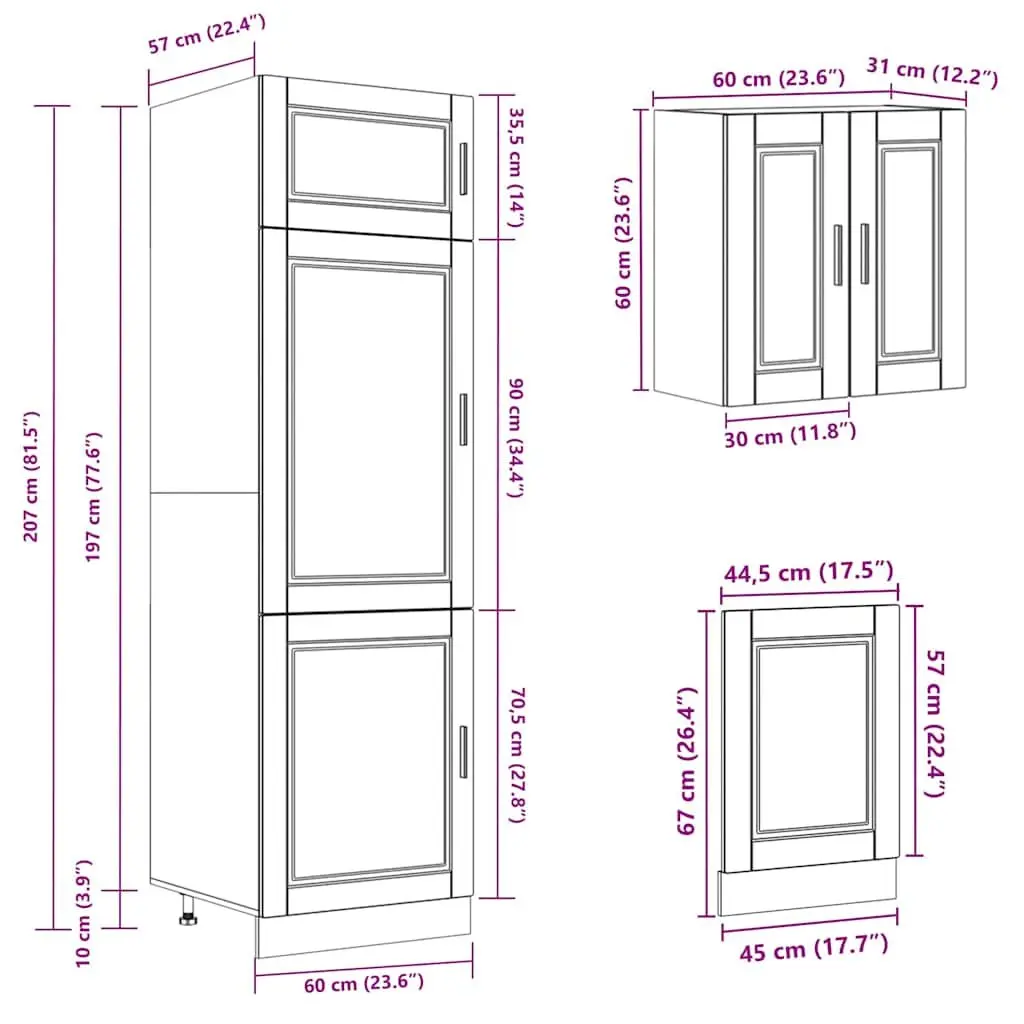8 Piece Engineered Wood Kitchen Storage Cabinet Set Adjustable White
