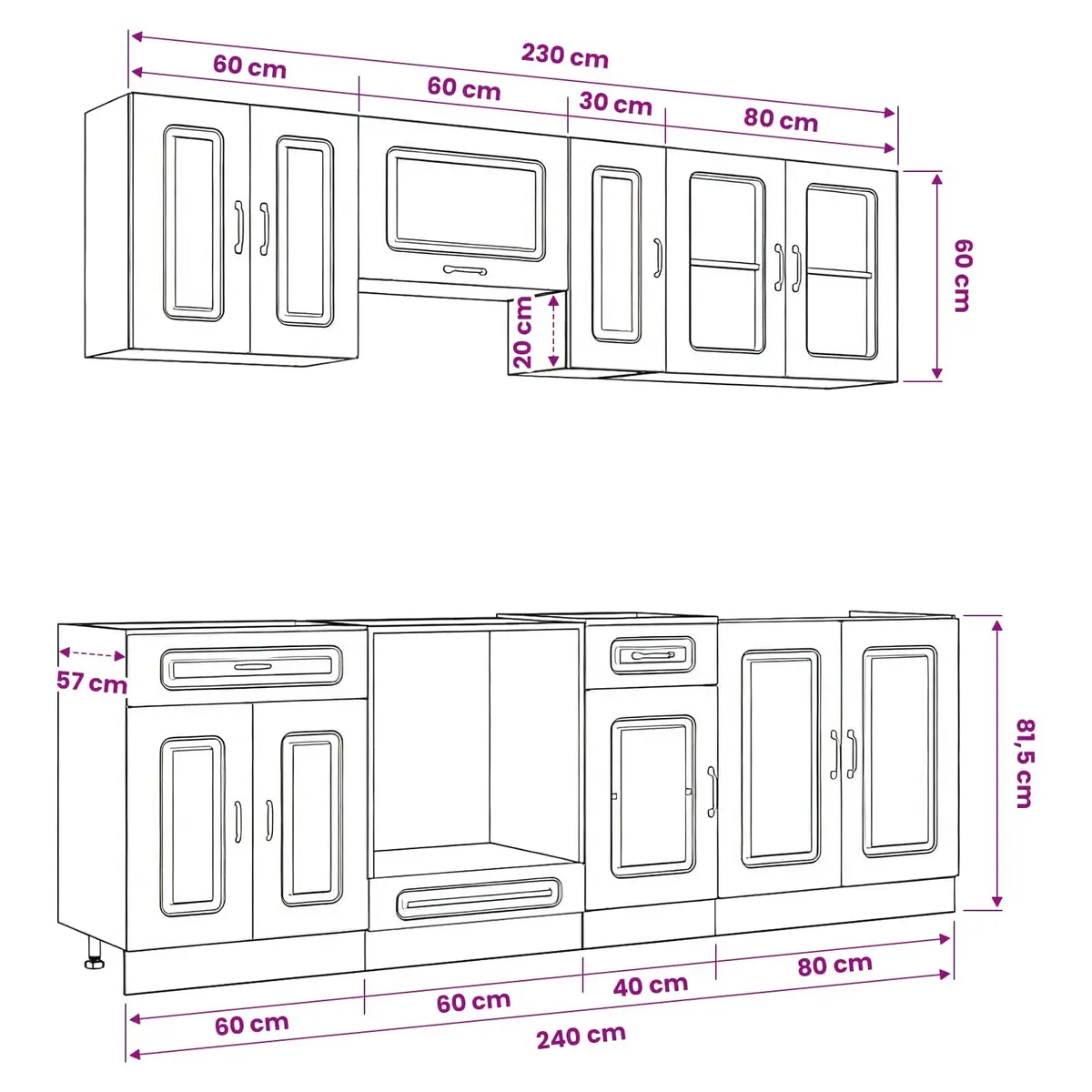 8 Piece Kitchen Cabinet Set White Storage Engineered Wood Furniture Cupboards