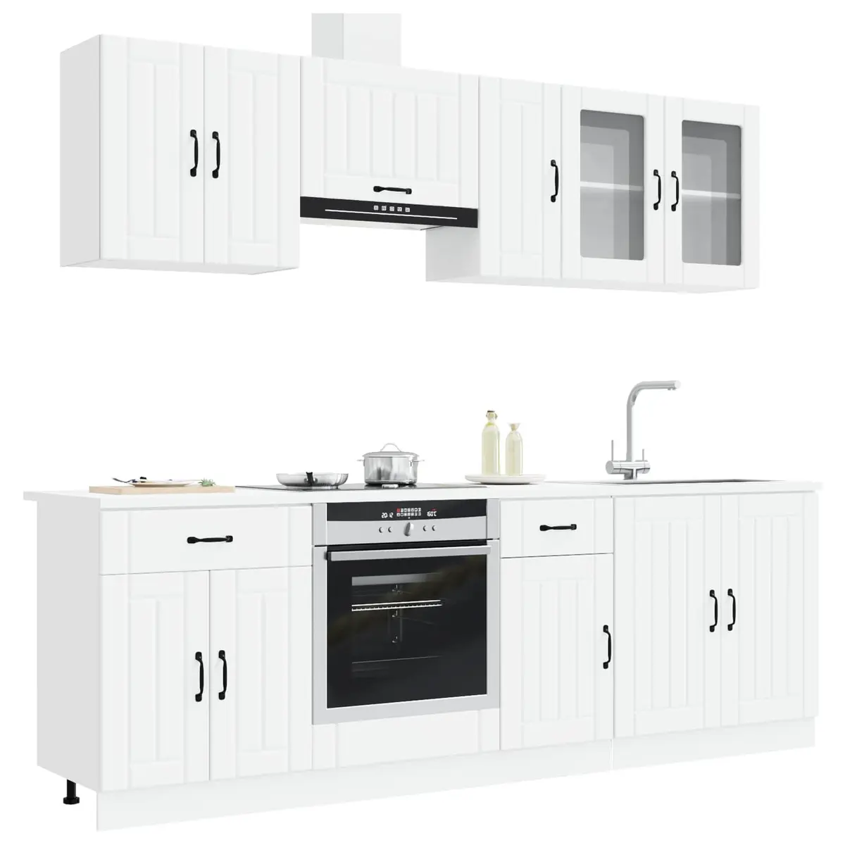 8 Piece Kitchen Cabinet Set White Storage Cupboard Engineered Wood Furniture