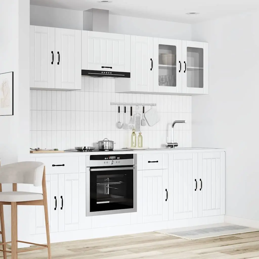 8 Piece Kitchen Cabinet Set White Storage Cupboard Engineered Wood Furniture
