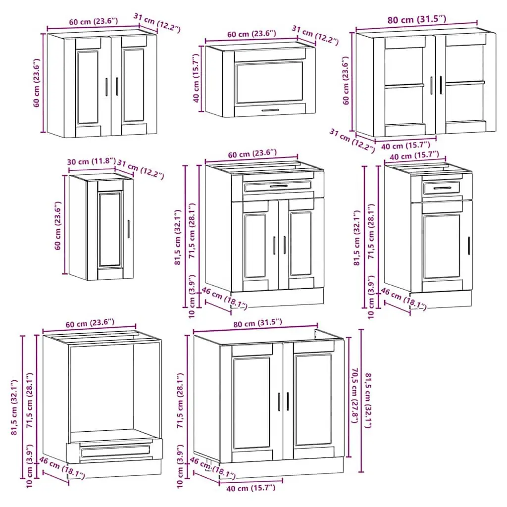 8-Piece Kitchen Cabinet Set in White