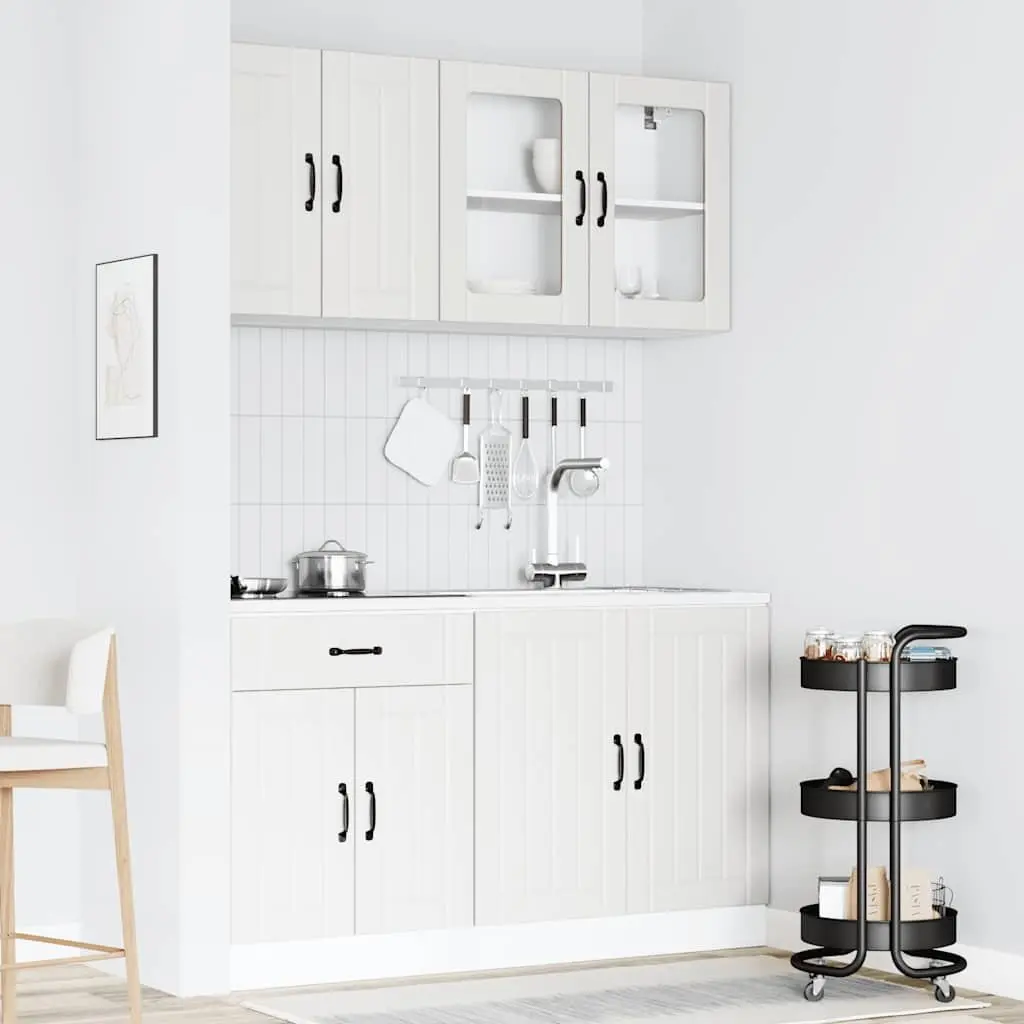 Kitchen Cabinet Set 4 Piece White Storage Engineered Wood Cupboard Furniture