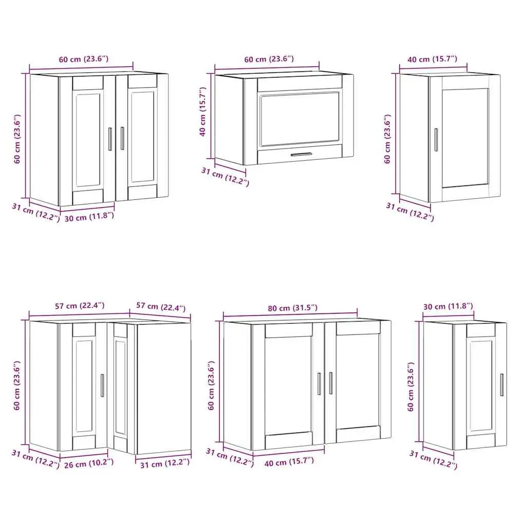 Kitchen Cabinet Set White 11 Piece Engineered Wood Storage Adjustable Feet