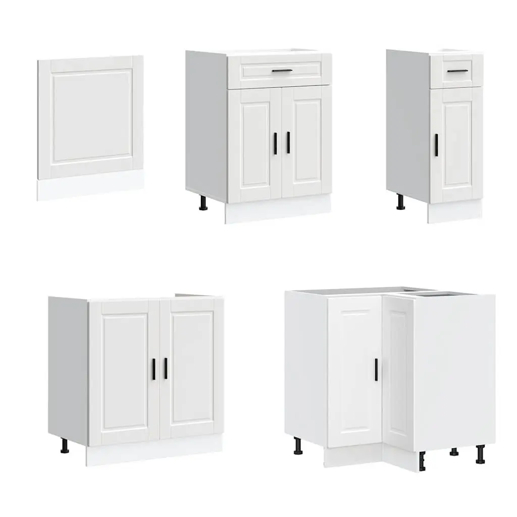 Kitchen Cabinet Set White 11 Piece Engineered Wood Storage Adjustable Feet
