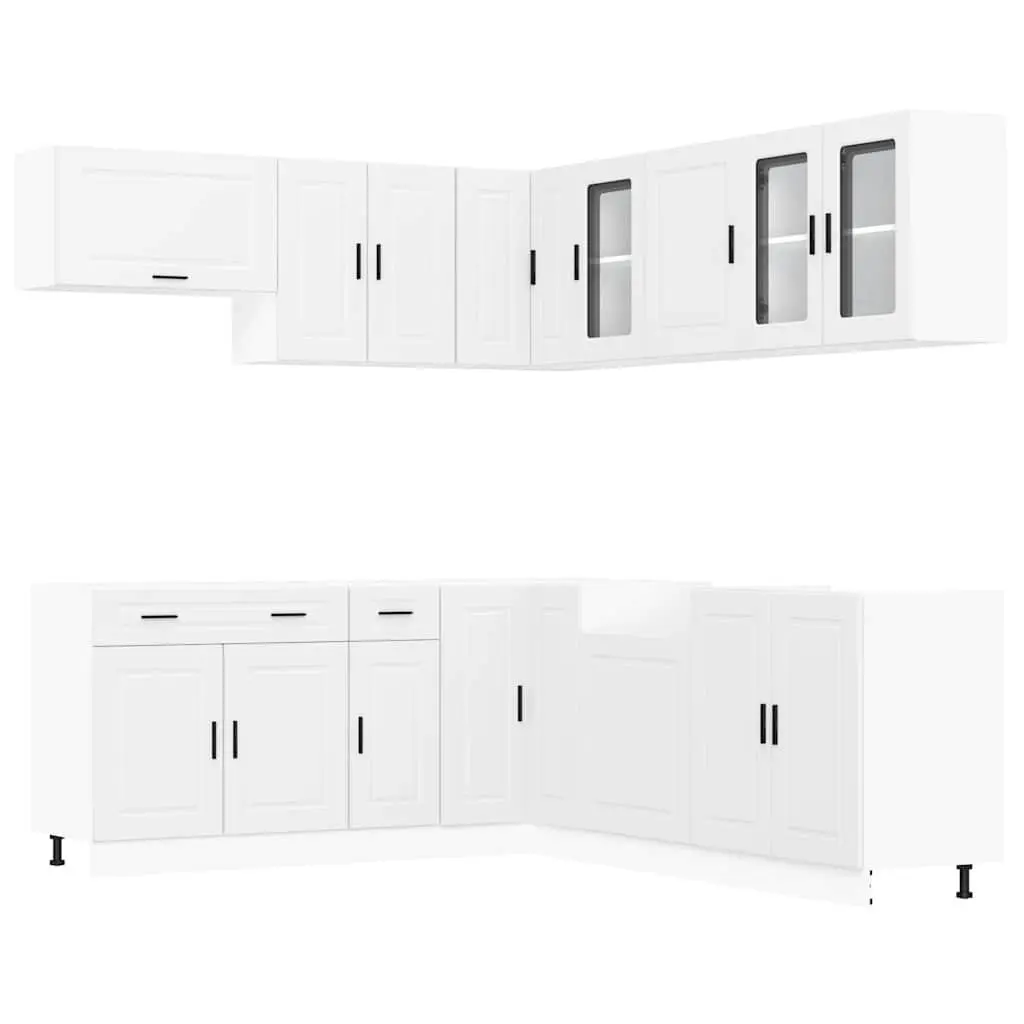 11 Piece Kitchen Cabinet Set White Engineered Wood Storage Furniture
