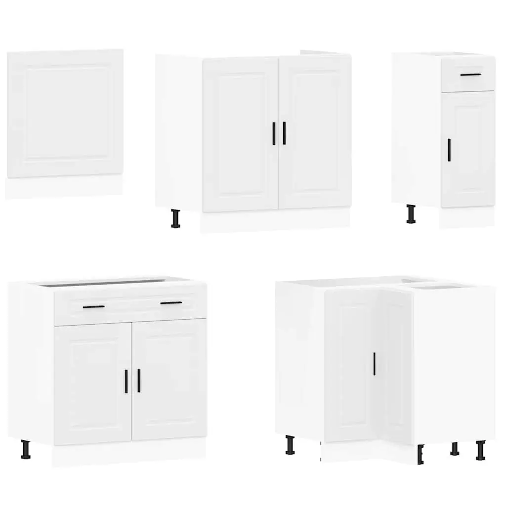 11 Piece Kitchen Cabinet Set White Engineered Wood Storage Furniture