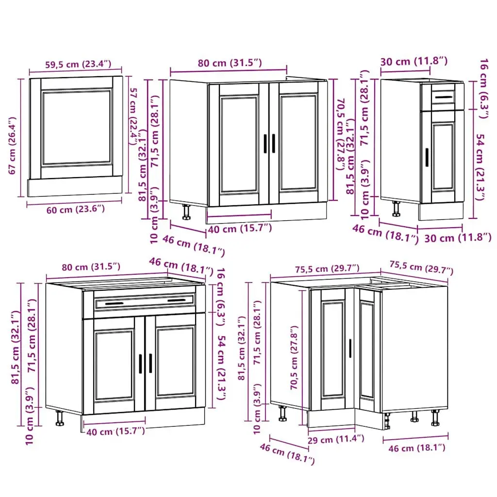 11 Piece Kitchen Cabinet Set White Engineered Wood Storage Furniture