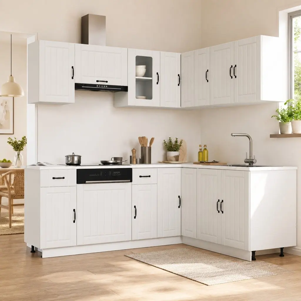 11 Piece Kitchen Storage Cabinet Set Engineered Wood White Space Optimisation Furniture