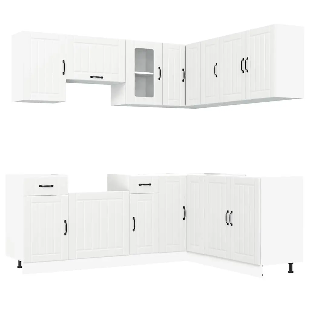 11 Piece Kitchen Storage Cabinet Set Engineered Wood White Space Optimisation Furniture