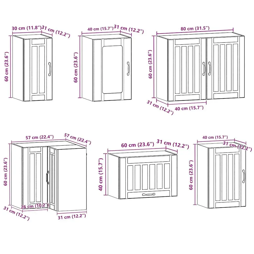 11 Piece Kitchen Storage Cabinet Set Engineered Wood White Space Optimisation Furniture