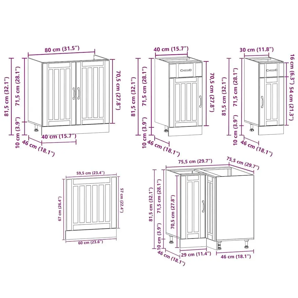 11 Piece Kitchen Storage Cabinet Set Engineered Wood White Space Optimisation Furniture