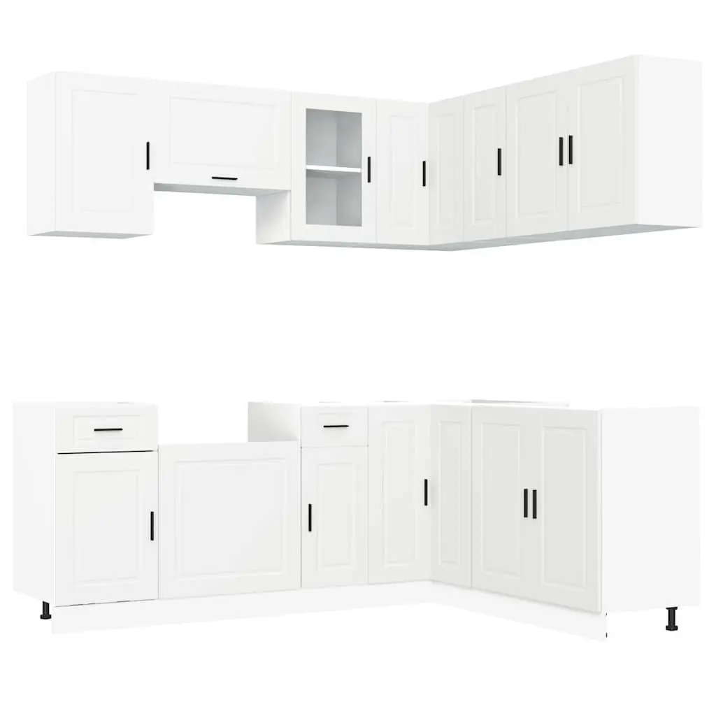 11-Piece Kitchen Cabinet Set White Storage Engineered Wood Adjustable Feet