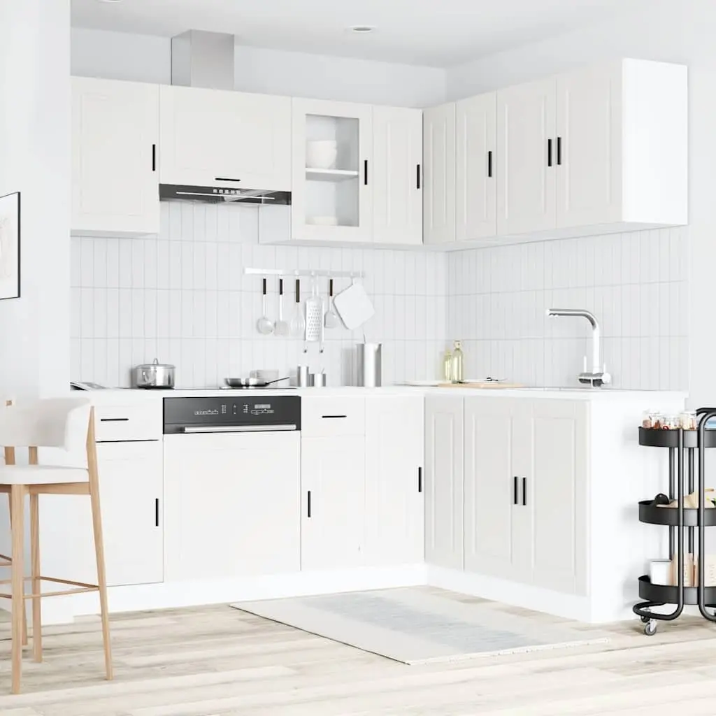 11-Piece Kitchen Cabinet Set White Storage Engineered Wood Adjustable Feet