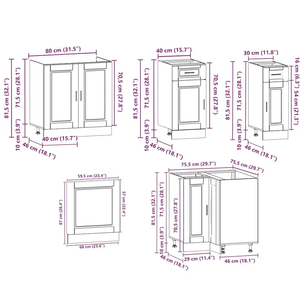 11-Piece Kitchen Cabinet Set White Storage Engineered Wood Adjustable Feet