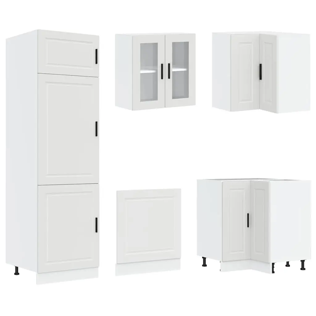Kitchen Cabinet Set White Engineered Wood 14 Piece