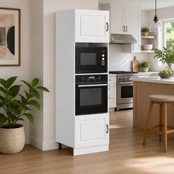 Kitchen Oven Cabinet 2 pcs White Engineered Wood Storage Unit Compact Design